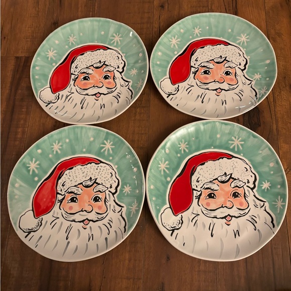 Eli + Ana set 4 stoneware Santa dinner plates - Picture 1 of 3
